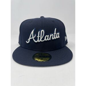 59Fifty Atlanta Braves City Script‎ New Era Fitted Hat Men's Size 8 Brand New
